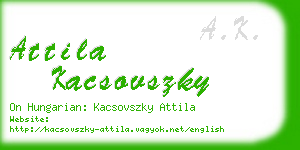 attila kacsovszky business card